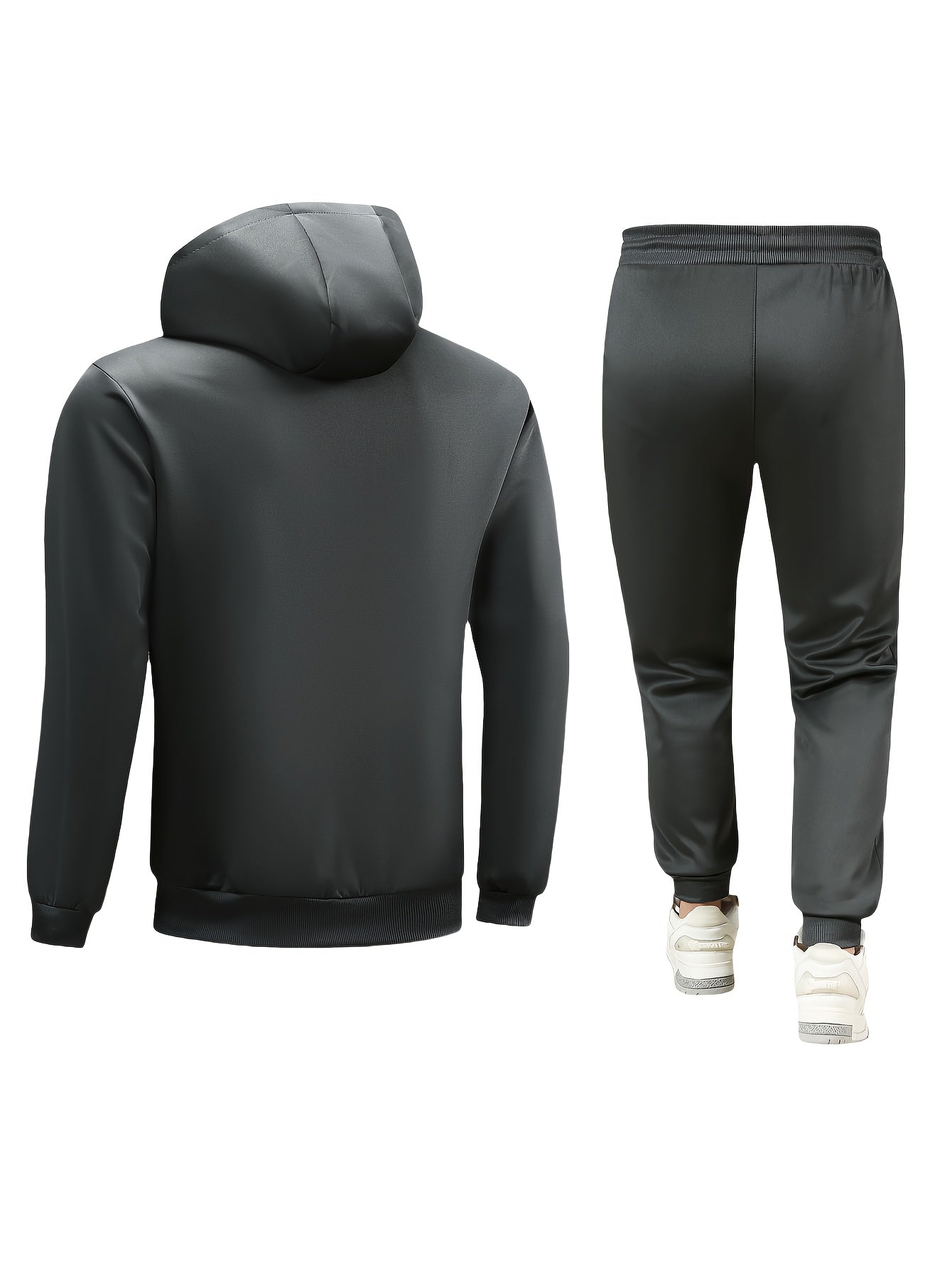 Men'S Sports Casual Suit, Spring and Autumn Hooded Cardigan Sweatshirt Set, Outdoor Sports Running Wear Fitness Home Clothes High-Quality Two-Piece Men'S Top and Bottom Outfit