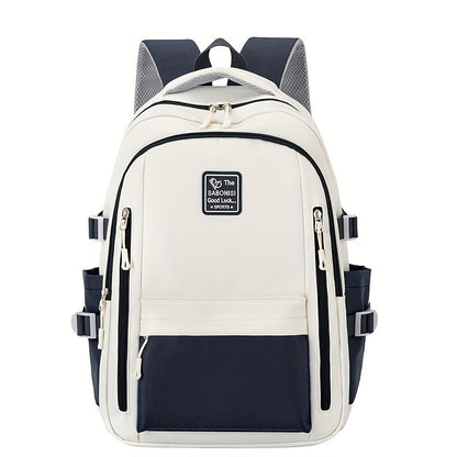Visually Appealing Two-Tone Travel Backpack - Durable, Nylon, Lightweight with Adjustable Straps, Large Capacity School Bag for Students (No Charm), Casual Daypack|Organized Storage|Bag, Backpack for School