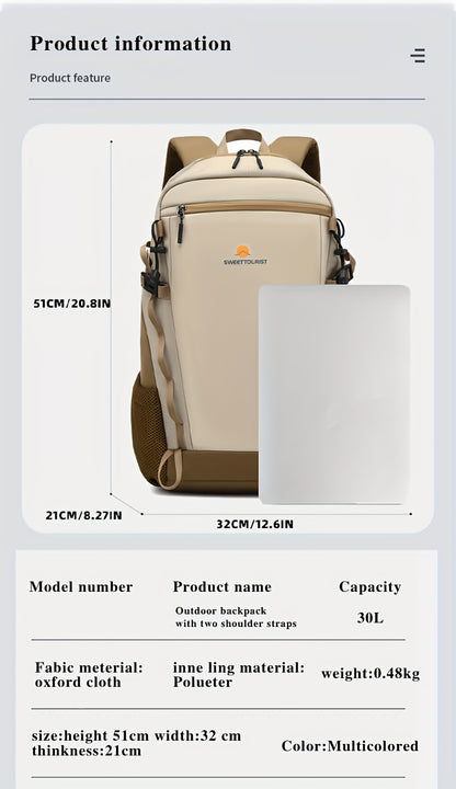 SWEET TOURIST Men'S Lightweight Hiking Backpack - Durable Oxford Fabric, Large Capacity, Adjustable Straps, Multiple Compartments for Outdoor Travel, Sports & Casual Use, Hiking Gear, Sturdy Construction