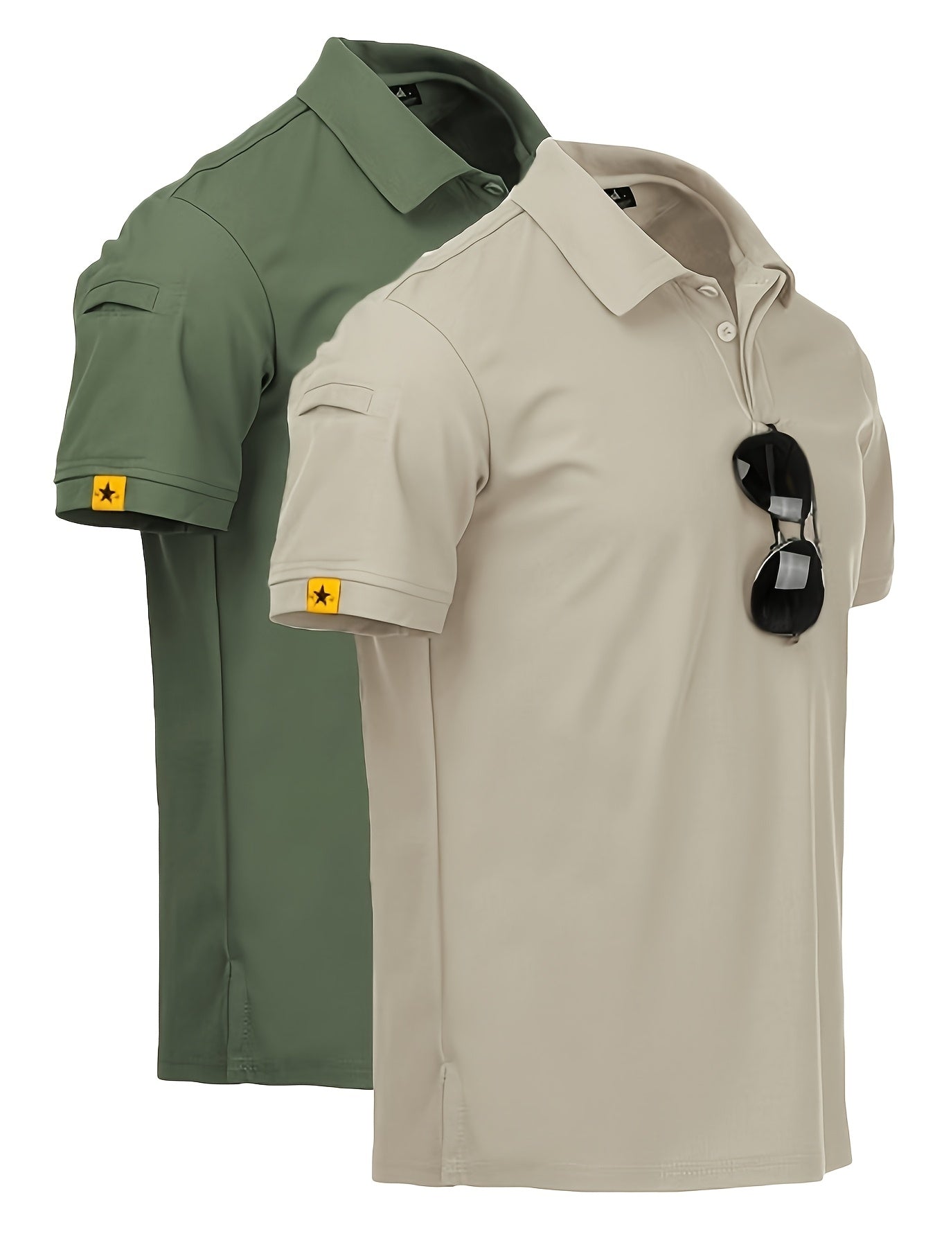 2pcs Men's Casual Shirts - Breathable, Stretch Fabric with Button Detail, Summer Wear, Men's Shirts