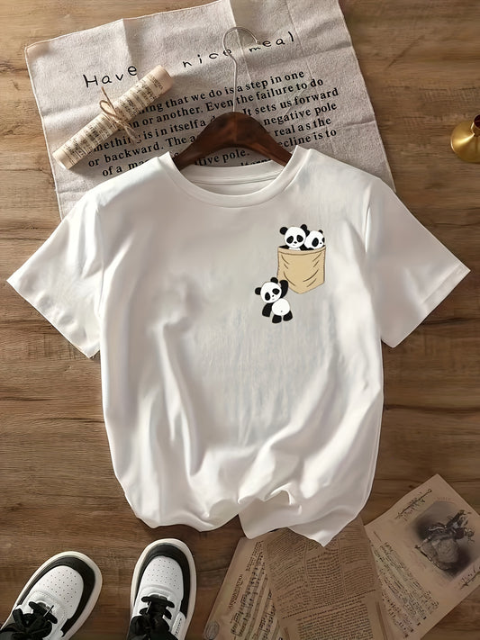 Graphic Print T-shirt, Short Sleeve Crew Neck Casual Top For Summer & Spring, Women'S Clothing