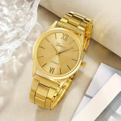 1pc Luxury Men's Quartz Wrist Watch, Alloy Case and Band, Fashionable Gift for Successful Gentlemen, Suitable for Women