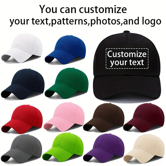 Customizable Baseball Cap - Adjustable, Lightweight Polyester Hat for Men & Women - Personalize with Text, Photos, or Logo - Available in Multiple Colors, Custom Baseball Cap, Without Battery