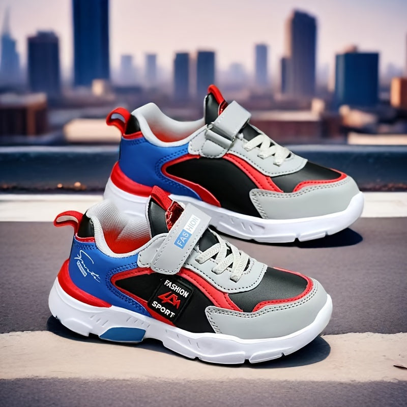 Girls' Stylish Sneakers - Casual Street Fashion, Mid-Top Design with Red & Blue Accents, Slip-On Style, Perfect for Running & Workout, Running Shoes|Stylish Casual Shoes|Elastic Strap Sneakers