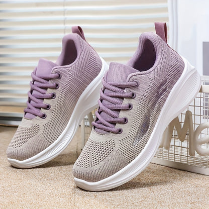Breathable Mesh Casual Sneakers for Women - Lightweight Low-Top Lace-Up Shoes with Flexible PVC Sole, Neutral Beige, Perfect for Everyday Spring Wear, Breathable Athletics | Mesh Sneakers | Comfortable Fit
