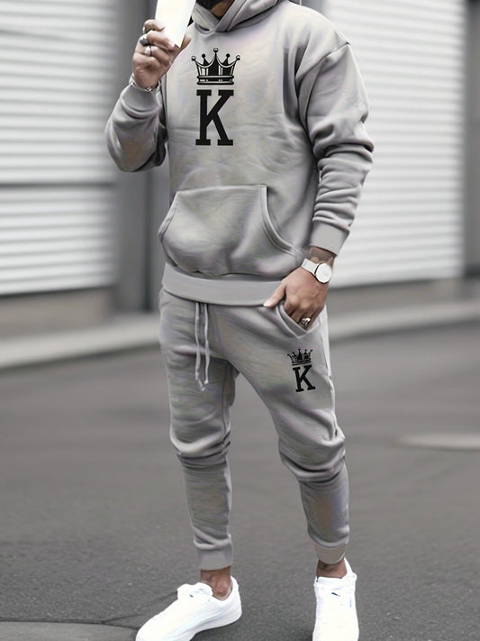 Men's Classic Sporty Casual Printed Hooded Suit
