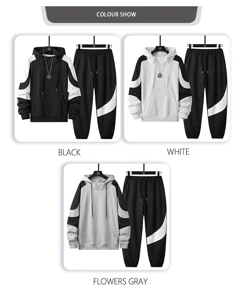 Men's Hooded Sweatshirt Set - 2024 New Autumn Casual Sporty Long Sleeve Outfit for Men