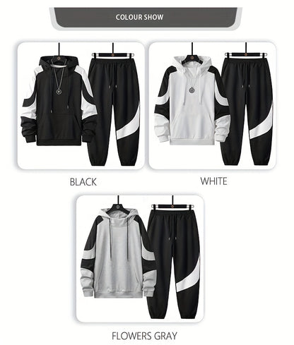 Men's Hooded Sweatshirt Set - 2024 New Autumn Casual Sporty Long Sleeve Outfit for Men