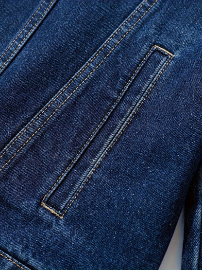 Men's Slim-Fit Denim Jacket - Casual Cotton Blend, Long Sleeve with Pockets, Machine Washable