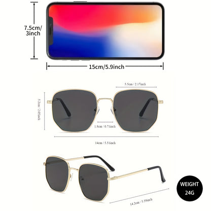 Classic Style Retro Design Fashion Glasses Geometric Metal Frame Suitable for Men and Women Decorative Glasses for men and women, casual business, party street photography, fashionable clothing accessories, ideal choice for g