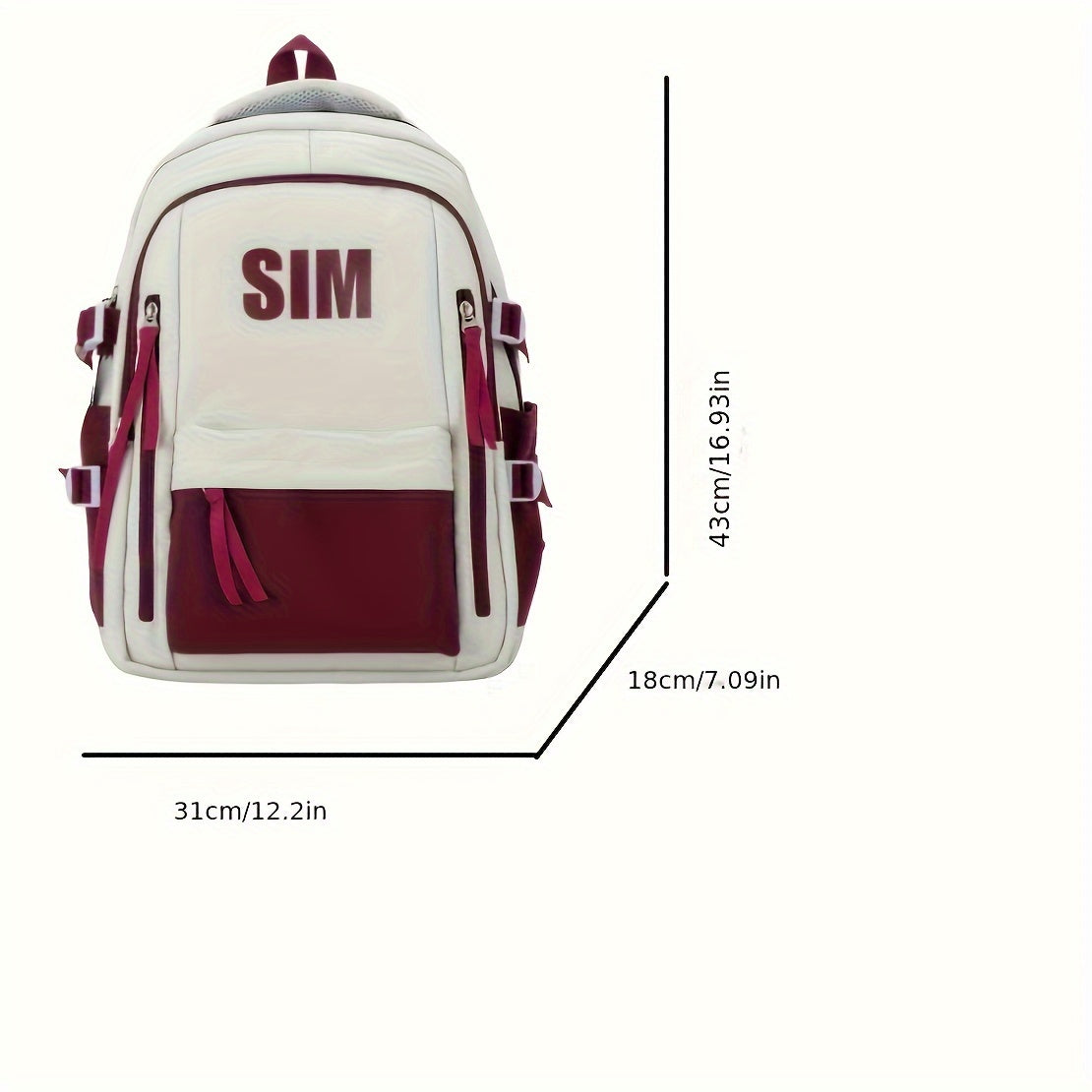 Stylish Unisex Nylon Backpack - Durable Casual Travel & School Bag with Adjustable Straps, White & Blue Design, Lightweight and Spacious for Everyday Use, School Backpack | Contrast Strap Design | Polyester Lined, Travel Back