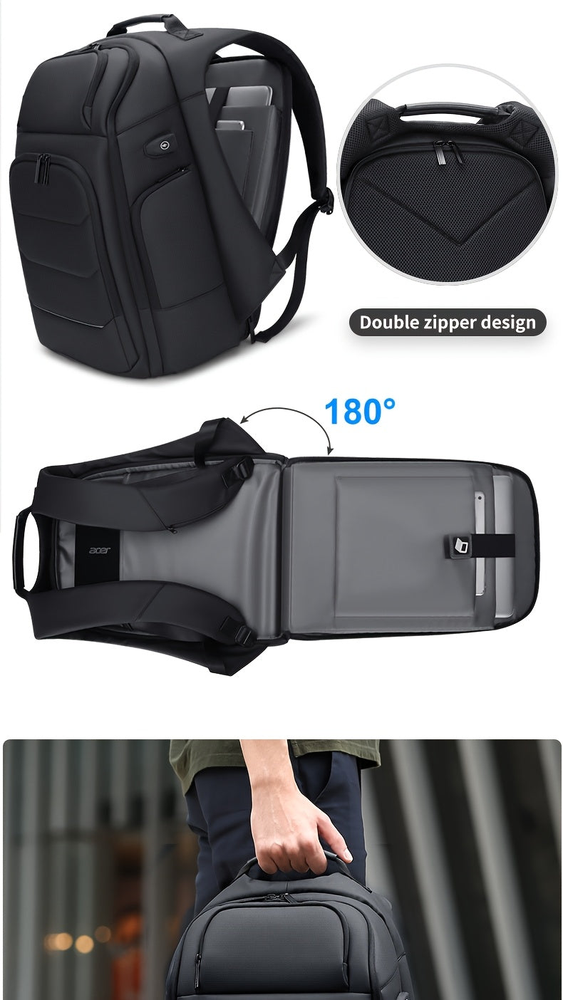 FENRUIEN Men'S Large Capacity Expandable Backpack with USB Charging, 39.62cm Laptop Bag, Durable Oxford Fabric, Multiple Compartments for Travel and Business Use, Travel Backpack | Minimalist Backpack | Durable Zippers, Lapto
