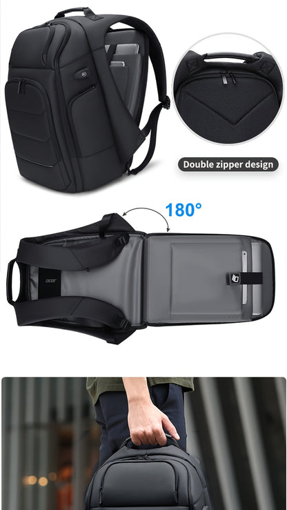 FENRUIEN Men'S Large Capacity Expandable Backpack with USB Charging, 39.62cm Laptop Bag, Durable Oxford Fabric, Multiple Compartments for Travel and Business Use, Travel Backpack | Minimalist Backpack | Durable Zippers, Lapto