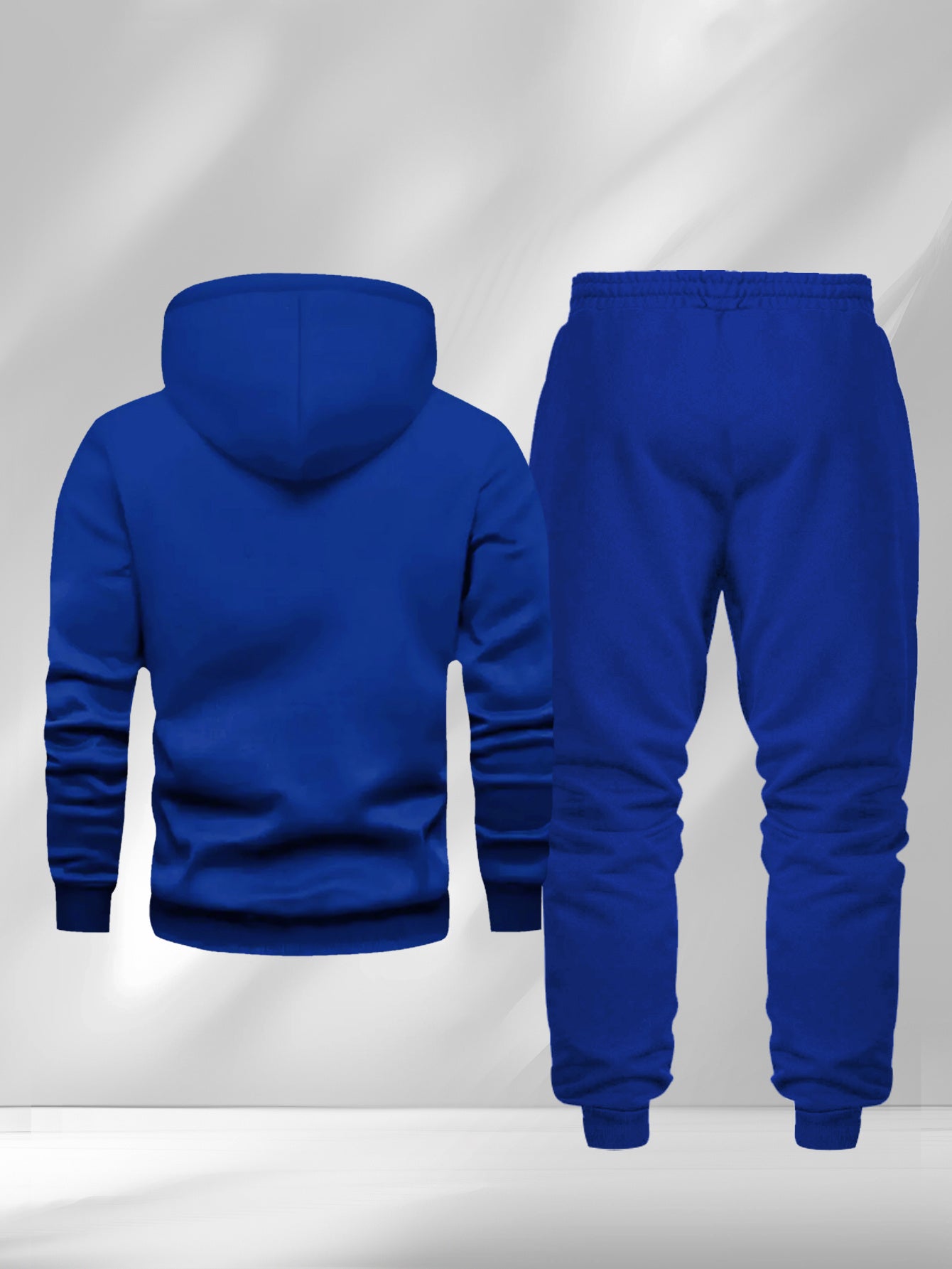 New Autumn and Winter Men's Fleece-Lined Hooded Sweatshirt Set with Print, Long-Sleeve Hoodie and Drawstring Pants for Couples