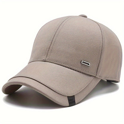 1pc Men's Casual Geometric-Pattern Baseball Cap with Square Silvery Buckle, 100% Polyester Lightweight Adjustable Sun Protection Hat for Spring/Autumn Travel and Beach Parties