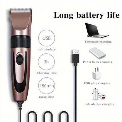 HIENA Multi-Purpose Electric Hair Clipper Kit - Sleek Metallic Finish, USB Rechargeable with 320mAh Lithium Battery, Includes 4 Combs & Cleaning Brush, Ideal for Body, Leg & Private Grooming, Personal Grooming Kit|Professiona