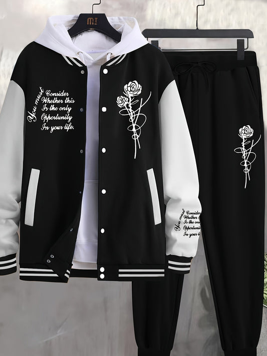 Men's Casual Sports Jacket Rose Baseball Suit - Xingfan OBM