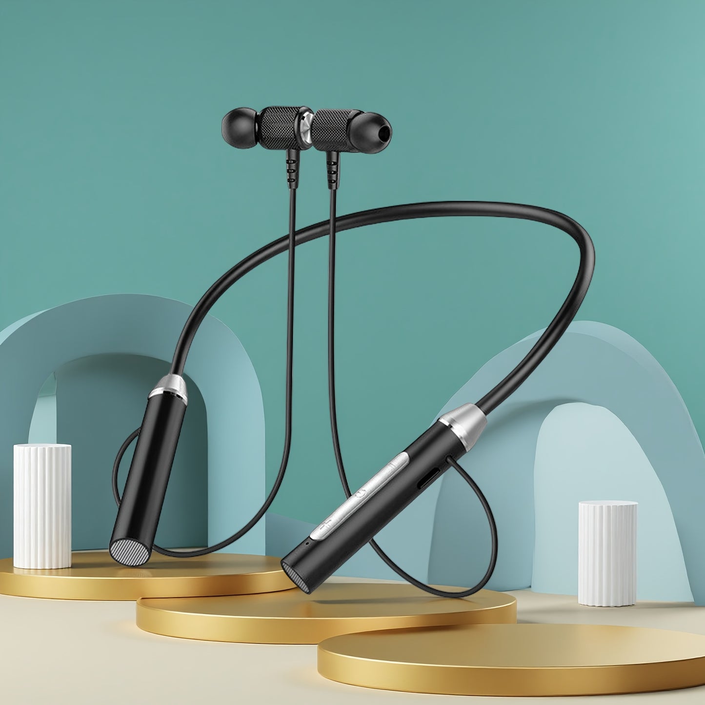 Wireless Neckband Headphones, High-Capacity, Ultra-Long Battery Life, with Microphone for Noise Cancelling Clear Calls, In-Ear Earbuds Earphones, Booming Sound for Sports, Running, Gym,Workout, for for Android for Iphones Pho