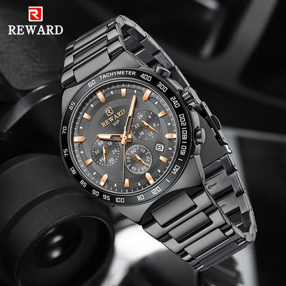 Men's Chronograph Sports Watches with Light, Stainless Steel and Quartz VIP
