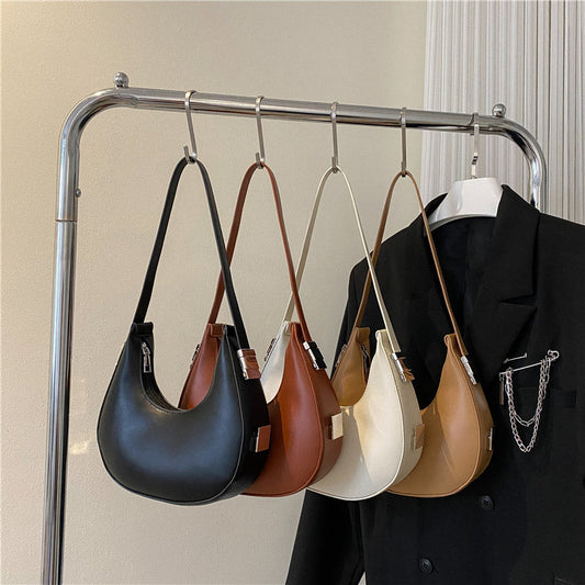 1pc Trendy Crescent Moon Shoulder Bag for Women - Large Capacity, Casual Underarm Purse in Black/Brown/White/Beige, with Polyester Lining, Zip Closure, Perfect for Commuting & Everyday Use, Crossbody Purse, Minimalist Handbag