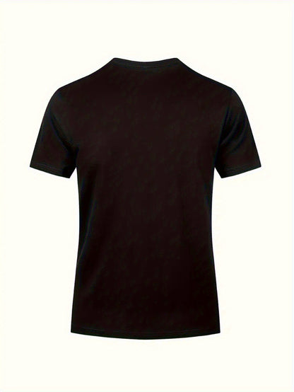 1pc Men's Spring Summer Casual Short Sleeve T-Shirt - Solid Black, Regular Fit Round Neck, Breathable Fabric for Gym, Outdoor & Casual Attire, Gym Shirts, Durable Casualwear, Smooth Texture