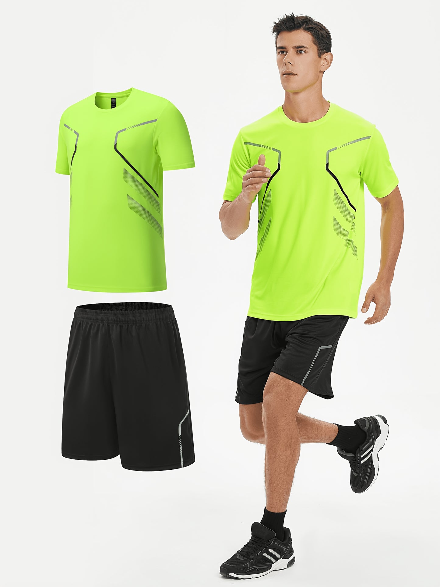 Men'S Lightweight Running Set - Breathable, Quick-Dry Athletic Wear with Zipper Pockets, Ideal for Outdoor Fitness & Training, Casual Sportswear|Casual Sportswear, Athletic Wear
