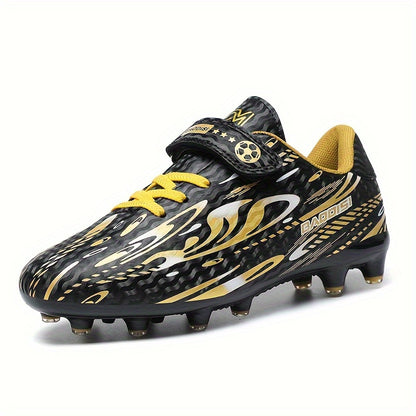 Boys' and Girls' Black and Blue Soccer Cleats with "BAGGIES" Logo - Lightweight, Breathable, Round Toe, Easy Closure, Rubber Base for Outdoor Football, Soccer Boots|Stylish Soccer Shoes|Easy Closure