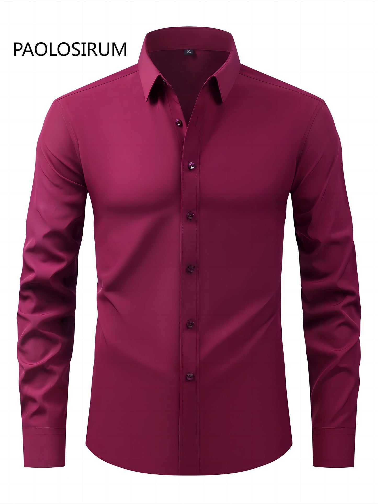2025 New Men'S Business Slim-Fit Long-Sleeve Shirt, Wrinkle-Free, Elastic, And Smooth Fabric.