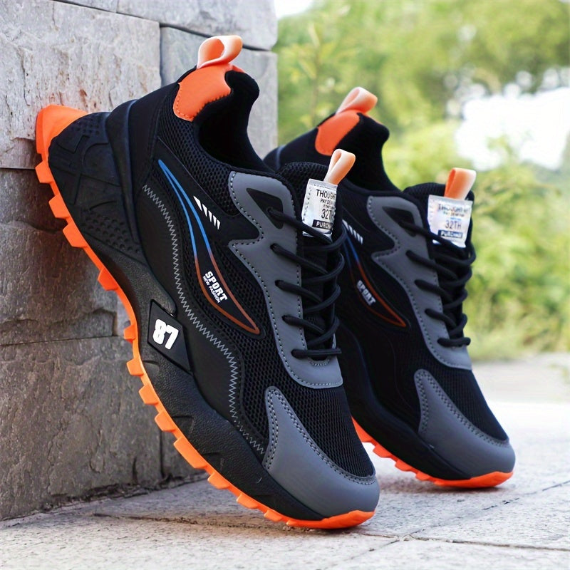 Men's Stylish & Durable Sneakers - Comfortable, Non-Slip Lace-Up Sneakers for Outdoor Activities, Breathable Fabric, All-Season Wear