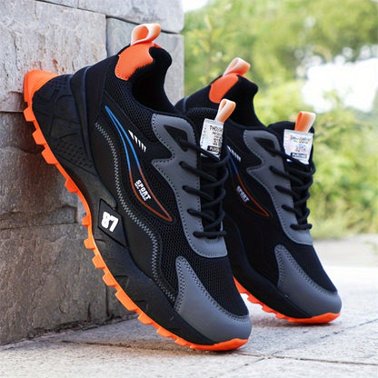 Men's Stylish & Durable Sneakers - Comfortable, Non-Slip Lace-Up Sneakers for Outdoor Activities, Breathable Fabric, All-Season Wear
