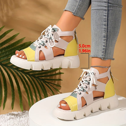 Women's Retro Thick Sole Zipper Strap Sandals Fashionable Open-Toe Casual Loafers New Summer Style College Breathable Casual Shoes