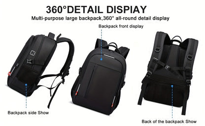 A Spacious, Minimalist, Lightweight, And Breathable Backpack Made of Oxford Cloth, Suitable for a 15.6-Inch Laptop. It Features a Luminous Safety Logo, Making It Ideal for Business Travel for Both Men And Women, As Well As fo