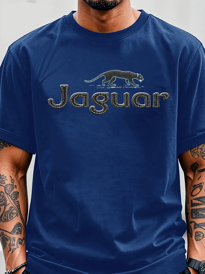 Men'S Jaguar Print Y2K Style T-Shirt - Red, Breathable & Comfortable Short Sleeve Crew Neck Tee for Casual Wear, Outdoor Activities, and Everyday Comfort, Everyday Clothing | Y2K Fashion Tee | Comfortable Fit