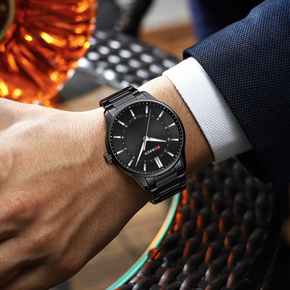 CURREN Men's Watch Gift Stainless Steel Band Simple Business Casual Watch