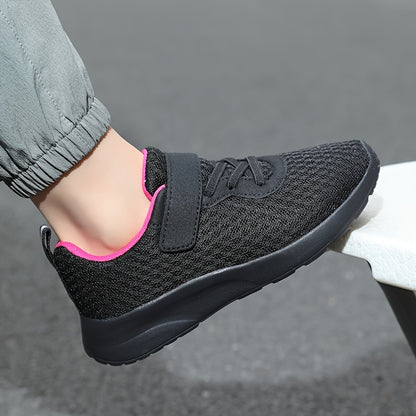 Girls' Fashionable Mesh Running Footwear, Casual Athletic Style, 28-40 Sizes, Magenta Accent, EVA Sole, PU Insole, for Spring/Fall