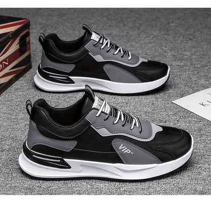 Men'S Casual Sneakers - Low Top, Lace-Up, All-Season Athletic Shoes with "VIP" Patch, White & Gray, Stylish Running & Hiking Boots, Casual Footwear | Modern Casual Sneakers | Durable Footwear