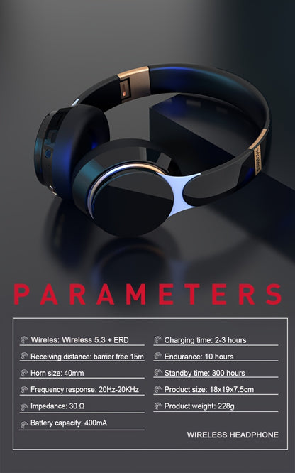 1pc Retro Style Wireless Headphones with HiFi Sound, Foldable & Portable Design, Built-in Radio, Condenser Mic, Button Control, Compatible with Cellphones, Ideal for Gaming, Exercise, Home Use - 5.3 Chip, Type-C Charging, Non