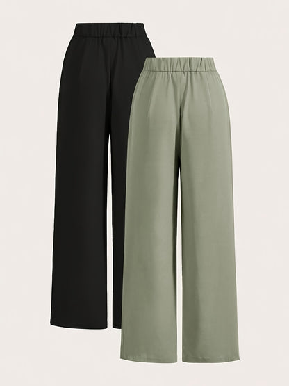 Two-piece Set of High-waisted Wide-leg Pants