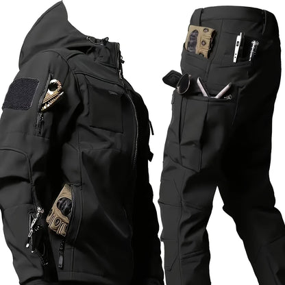 Men's Outdoor Sports Windproof and Plus Velvet Soft Shell Suit