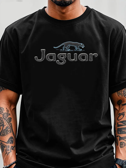 Men'S Jaguar Print Y2K Style T-Shirt - Red, Breathable & Comfortable Short Sleeve Crew Neck Tee for Casual Wear, Outdoor Activities, and Everyday Comfort, Everyday Clothing | Y2K Fashion Tee | Comfortable Fit