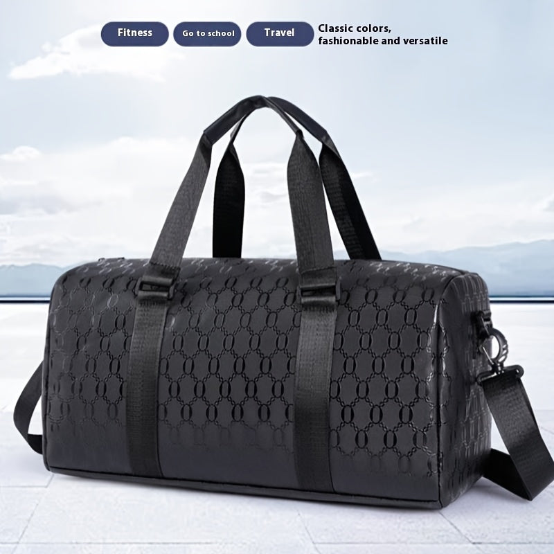 Unisex Hexagon Pattern Gym Duffel Bag - Large Capacity Fitness Travel Bag with Adjustable Shoulder Straps, Durable, Black for Yoga, Overnight Trips & Sports, Travel Luggage | Modern Fitness Bag | Sturdy Handles, Gym Accessori