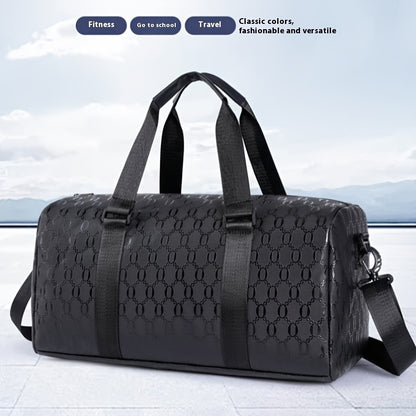 Unisex Hexagon Pattern Gym Duffel Bag - Large Capacity Fitness Travel Bag with Adjustable Shoulder Straps, Durable, Black for Yoga, Overnight Trips & Sports, Travel Luggage | Modern Fitness Bag | Sturdy Handles, Gym Accessori