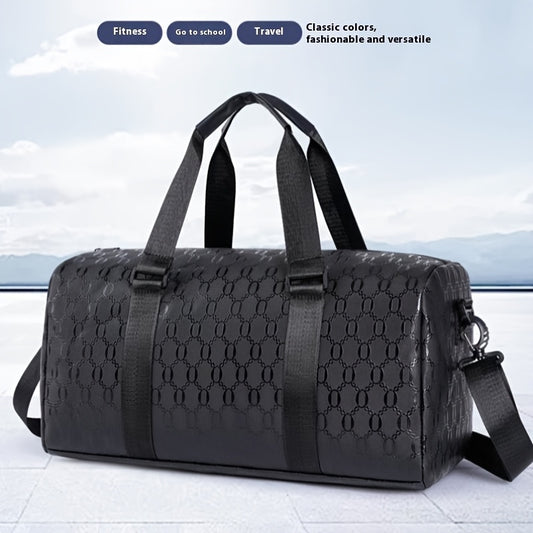 Unisex Hexagon Pattern Gym Duffel Bag - Large Capacity Fitness Travel Bag with Adjustable Shoulder Straps, Durable, Black for Yoga, Overnight Trips & Sports, Travel Luggage | Modern Fitness Bag | Sturdy Handles, Gym Accessori