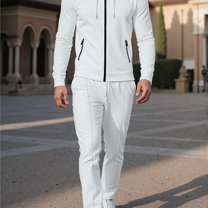 New Style Autumn Men's 2pcs Set, Casual Hooded Long Sleeve Zip-Up Sweatshirt and Drawstring Jogger Pants with Pockets, All-Season Outfit for Men