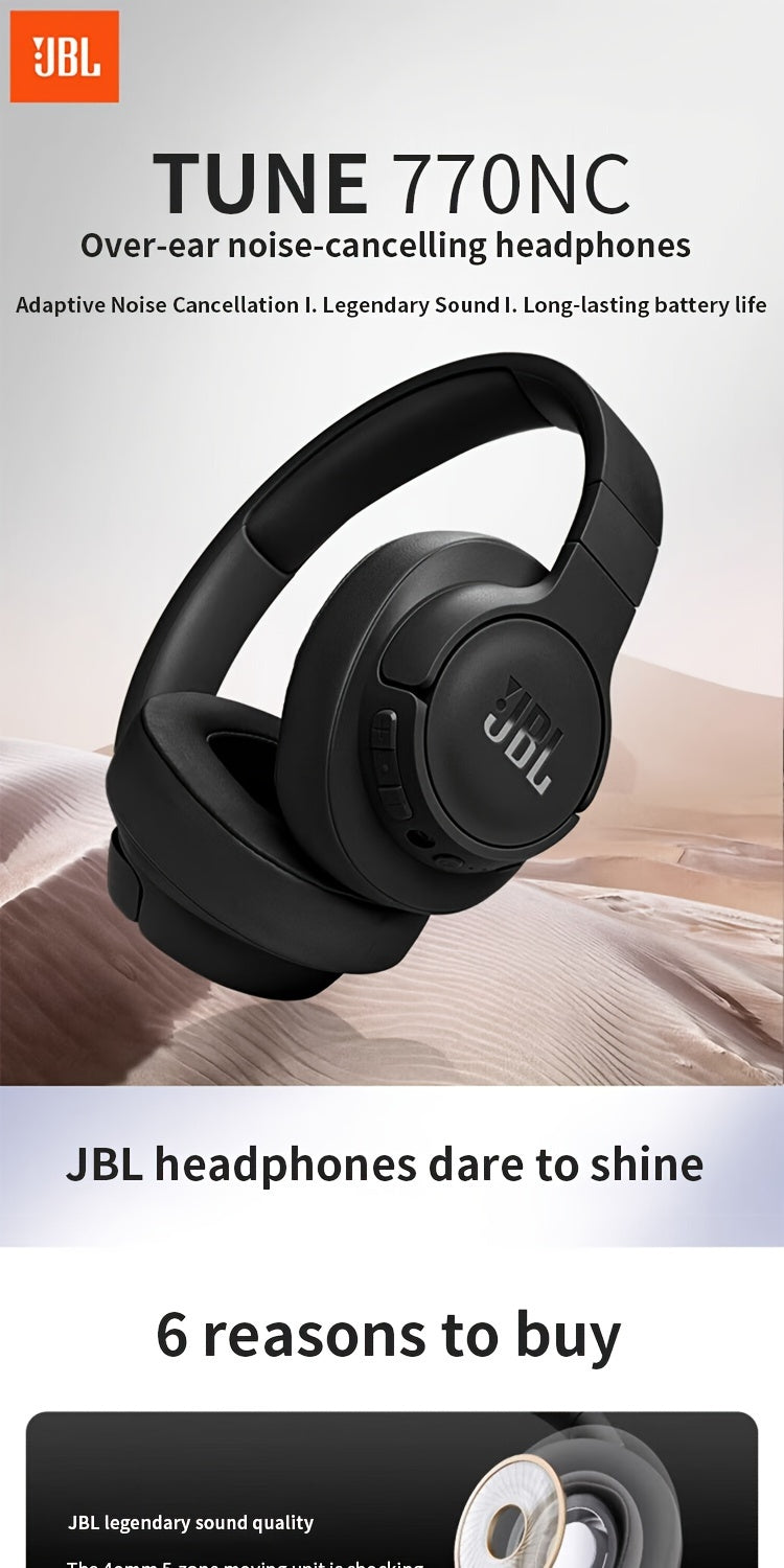 JBL TUNE770NC անլար աղմուկը մարող ականջակալներ, ակտիվ աղմուկը մարող խաղերի և համակարգչի ականջակալներ ընդհանուր օգտագործման, սպորտի, վազքի, բացօթյա, ուսումնական նպատակներով, բարձրորակ ականջակալներ ներկառուցված միկրոֆոնով