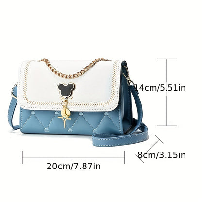 Fashion Crossbody Bag, Women's Embroidery Flap Purse, Chain Decor Shoulder Bag