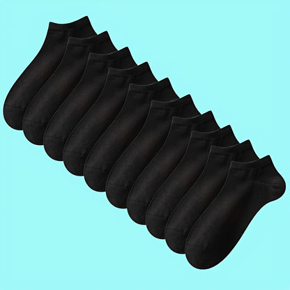 Black and White 10/30 Pairs of Socks - WQ - Unisex Simple Solid Color Versatile Short Socks for Spring and Summer