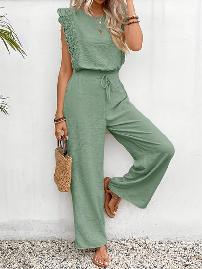 Elegant Exclusive Lace Trim Short Pants Set