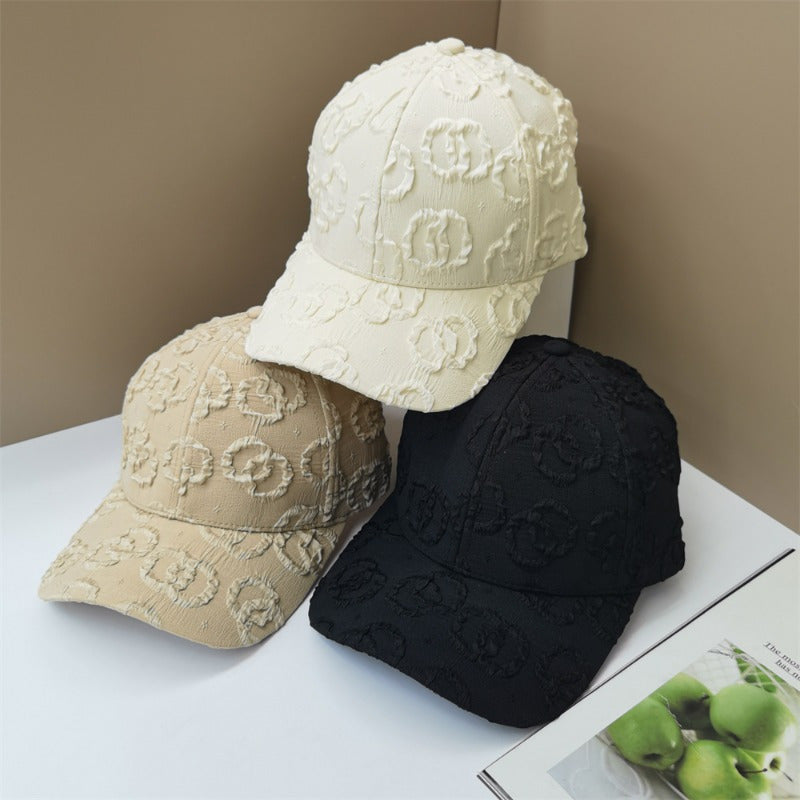 New Spring and Summer Versatile Fashion Textured Breathable Baseball Cap for Men and Women with Wide Brim to Display Small Face Duckbill Ha