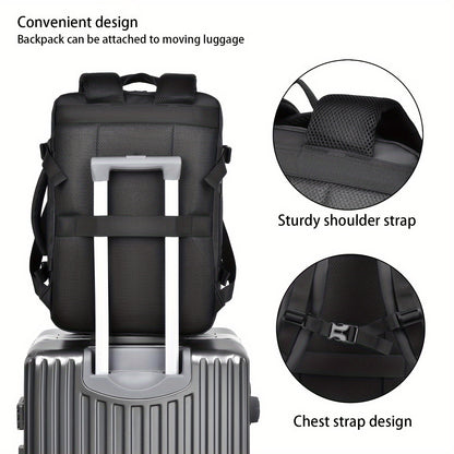 1pc HUABUPS Expandable Travel Backpack with USB Charging Port, 39.62 cm Laptop Backpack for Men & Women, High Quality Business Commuter Backpack with Multiple Compartments, Dilation Design & Padded Straps - Ideal Gift for Chr